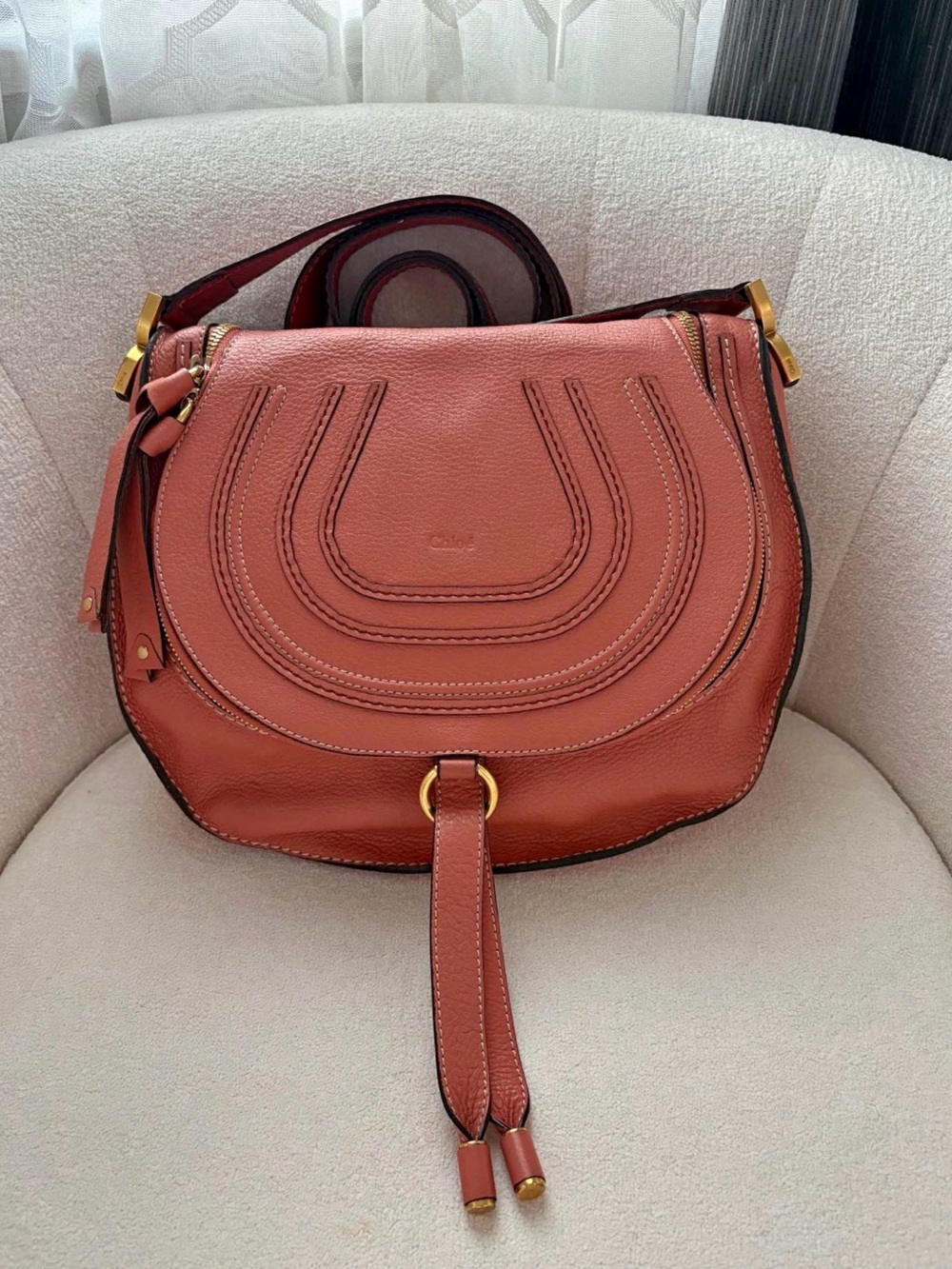 Chloe Sling Bag in Warm Rust Pink